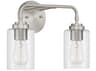 Craftmade Stowe 2-Light Brushed Polished Nickel Glass Vanity Light