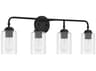 Craftmade Stowe 4-Light Flat Black Glass Vanity Light