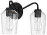 Craftmade Shayna 2-Light Flat Black Glass Vanity Light