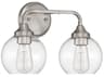 Craftmade Glenda 2-Light Brushed Polished Nickel Glass Vanity Light