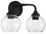 Craftmade Glenda 2-Light Flat Black Glass Vanity Light