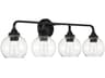Craftmade Glenda 4-Light Flat Black Glass Vanity Light