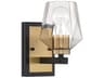 Craftmade Avante Grand 1-Light Flat Black Satin Brass Glass Wall Sconce