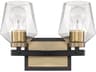 Craftmade Avante Grand 2-Light Flat Black Satin Brass Glass Vanity Light
