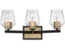 Craftmade Avante Grand 3-Light Flat Black Satin Brass Glass Vanity Light