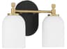 Craftmade Council 2-Light Flat Black Satin Brass Vanity Light