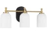 Craftmade Council 3-Light Flat Black Satin Brass Vanity Light