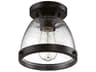 Craftmade Lodie 1-Light Flat Black Glass Bell Flush Mount