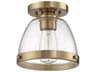Craftmade Lodie 1-Light Satin Brass Glass Bell Flush Mount