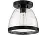 Craftmade Lodie 1-Light Flat Black Glass Bell Flush Mount