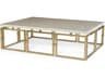 Century Furniture Grand Tour Rectangular Crystal Stone Brass Coffee Table
