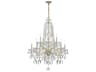 Crystorama Traditional Crystal 10-Light Brass Glass Candelabra Tiered Chandelier