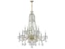 Crystorama Traditional Crystal 12-Light Brass Glass Candelabra Tiered Chandelier
