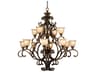 Crystorama Norwalk 12-Light Bronze Umber Glass Bell Tiered Chandelier