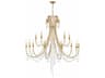 Crystorama Arcadia 15-Light Antique Gold Steel Crystal Candelabra Tiered Chandelier