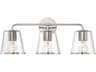 Crystorama Fulton 3-Light Polished Nickel Glass Vanity Light