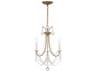 Crystorama Karrington 3-Light Aged Brass Crystal Candelabra Chandelier