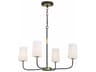 Crystorama Niles 4-Light Black Forged Modern Gold Glass Candelabra Cylinder Chandelier