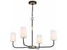 Crystorama Niles 4-Light Black Forged Modern Gold Glass Candelabra Cylinder Chandelier