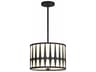 Crystorama Royston 3-Light Black Drum Pendant