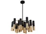 CWI Lighting Anem 19-Light Matte Black Satin Gold Cylinder Chandelier