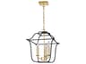 CWI Lighting Tudor 3-Light Satin Gold Black Lantern Pendant