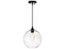 CWI Lighting Glass 1-Light Black Globe Mini Pendant