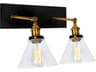 CWI Lighting Eustis 2-Light Black Gold Brass Vanity Light