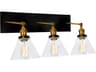 CWI Lighting Eustis 3-Light Black Gold Brass Vanity Light