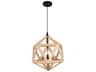 CWI Lighting Lante 3-Light Black Wood Geometric Pendant