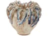 Currey & Company Tropical Crown Ivory Reactive Blue Vase