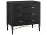 Currey & Company Verona 3-Drawers Gold Solid Wood Chest Nightstand