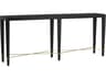Currey & Company Verona Rectangular Wood Black Lacquered Linen Champagne Console Table