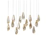 Currey & Company Glace 15-Light Painted Silver Antique Brass Glass Island Pendant