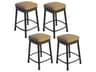 Darlee Outdoor Living Backless Cast Aluminum Square Bar Stool with Seat Cushion Set of 4