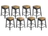 Darlee Outdoor Living Backless Cast Aluminum Square Bar Stool with Seat Cushion Set of 8