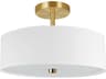 Dainolite Everly 3-Light Aged Brass White Drum Semi Flush Mount