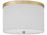 Dainolite Frederica 2-Light Aged Brass White Drum Flush Mount