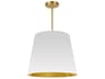 Dainolite Oversized Drum 1-Light Aged Brass White Pendant