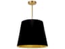 Dainolite Oversized Drum 1-Light Black Aged Brass Gold Pendant