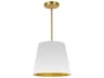 Dainolite Oversized Drum 1-Light Aged Brass White Pendant