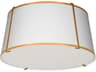 Dainolite Trapezoid 3-Light Gold White Drum Flush Mount