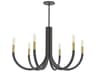 Dainolite Wand 6-Light Matte Black Aged Brass Chandelier