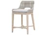 Essentials for Living Outdoor Woven Rope Taupe & White Flat / Pumice Cushion Counter Stool