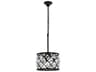 Elegant Lighting Madison 3-Light Matte Black Clear Crystal Drum Mini Pendant