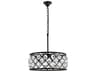 Elegant Lighting Madison 5-Light Matte Black Clear Crystal Drum Pendant