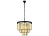Elegant Lighting Sydney 9-Light Matte Black Gold Crystal Tiered Chandelier
