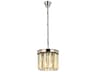 Elegant Lighting Sydney 3-Light Polished Nickel Gold Crystal Drum Mini Pendant