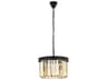 Elegant Lighting Sydney 3-Light Matte Black Gold Crystal Drum Pendant