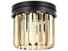 Elegant Lighting Sydney 3-Light Matte Black Gold Crystal Drum Flush Mount